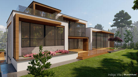 INDIGO VILA | Modernaus namo projektas Vilniuje | Prestižinis kvartalas | Architektūros vizualizacija | Unikalūs namų projektai | Surdoko architektūros studija