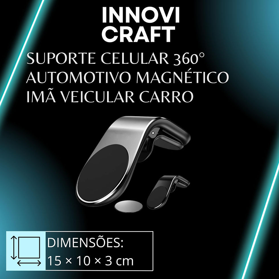 Miniatura: Suporte magnético para celular veicular com rotação de 360° e base antiderra