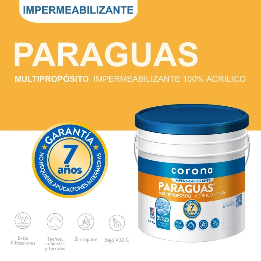 Miniatura: Impermeabilizante Acrílico 7 Años Paraguas Multipropósito de Corona - Cuñete