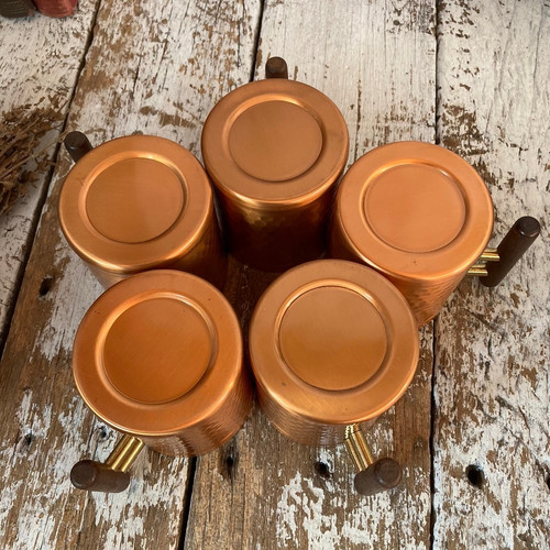 70-80s ヴィンテージ 未使用 コッパー マグカップ 5客 銅製 槌目