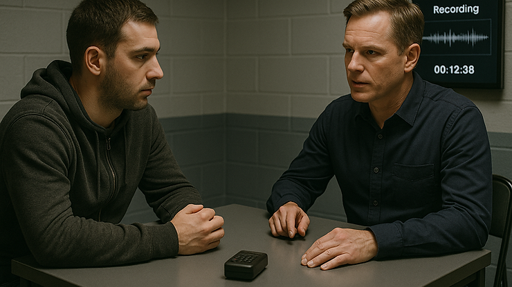 police officer interviewing a suspect