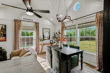 Bright, airy dining area with large windows