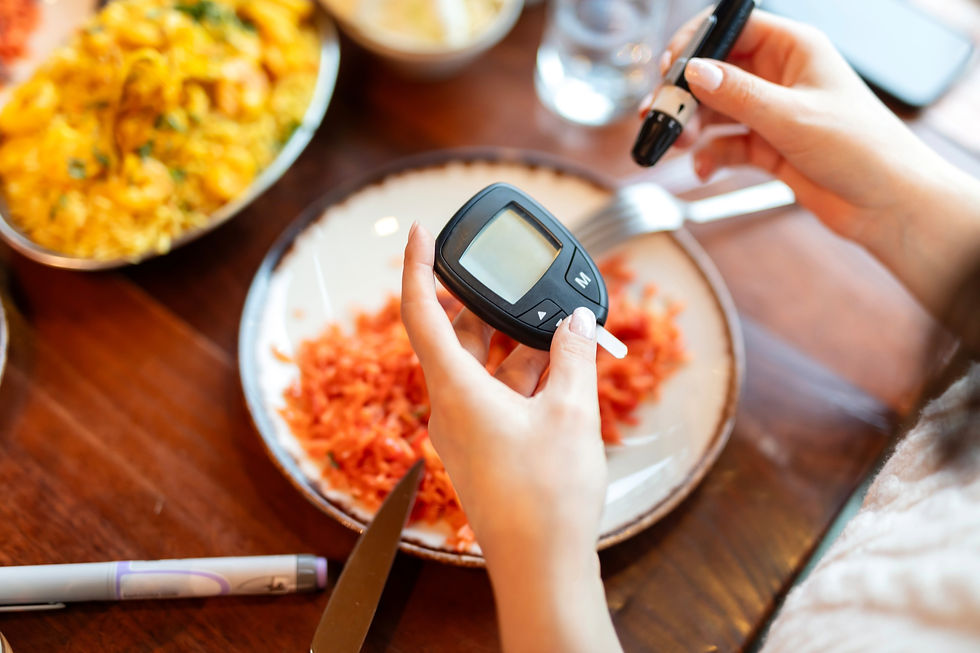 appareil pour la mesure efficace de la glycémie, assiette de crudités
