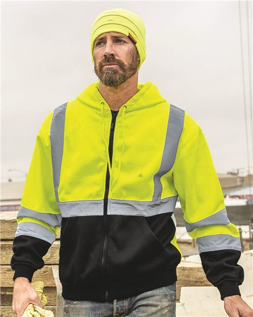 Hi-Vis Full-Zip Hooded Sweatshirt