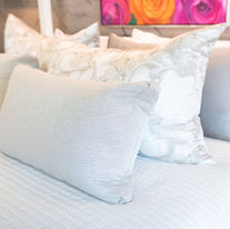 Layered bedroom interior design at Yorktown Tulsa