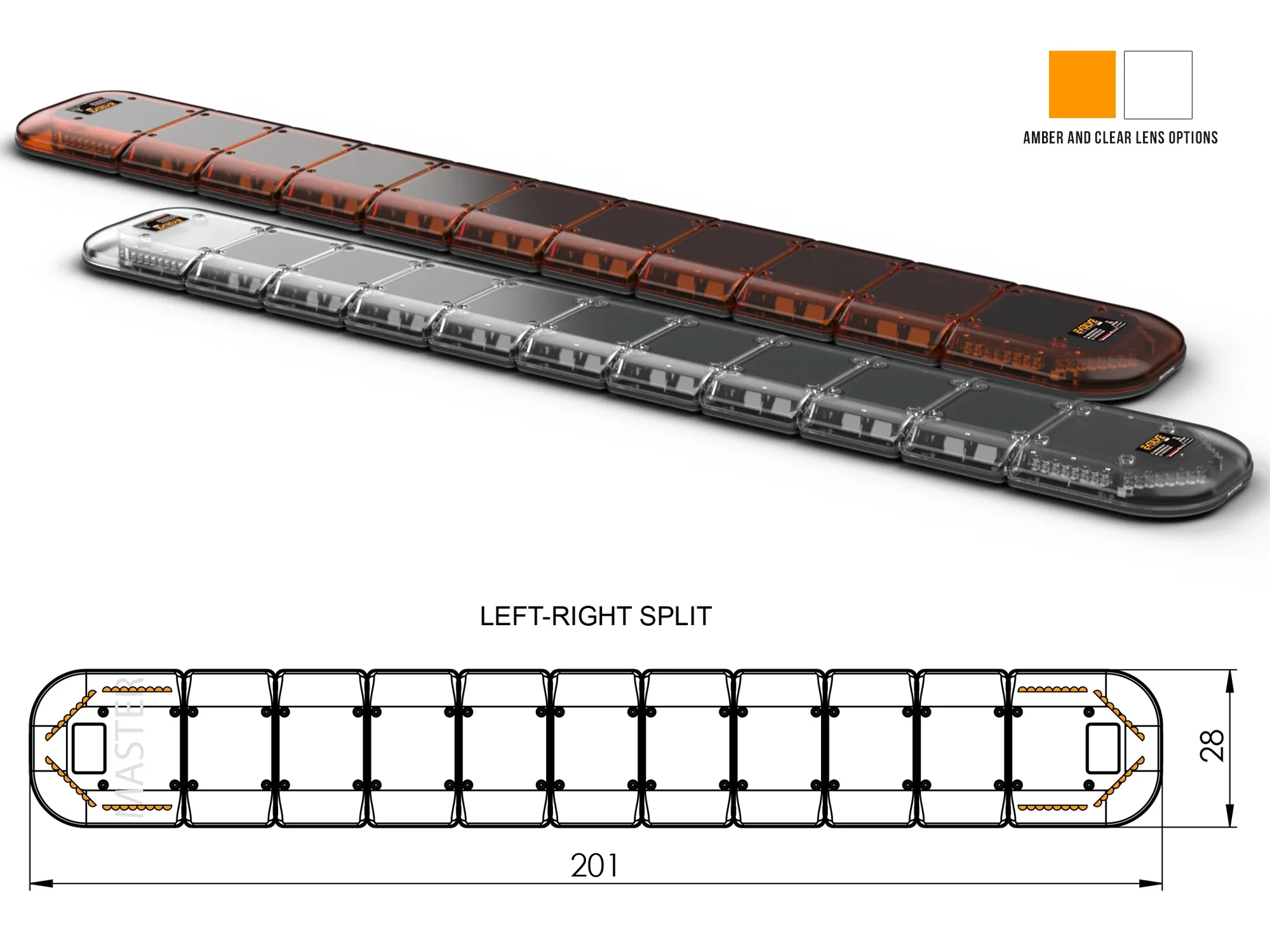 Redtronic Evolve Lite Lightbar 201cm/79" Amber LED Bolt Mount