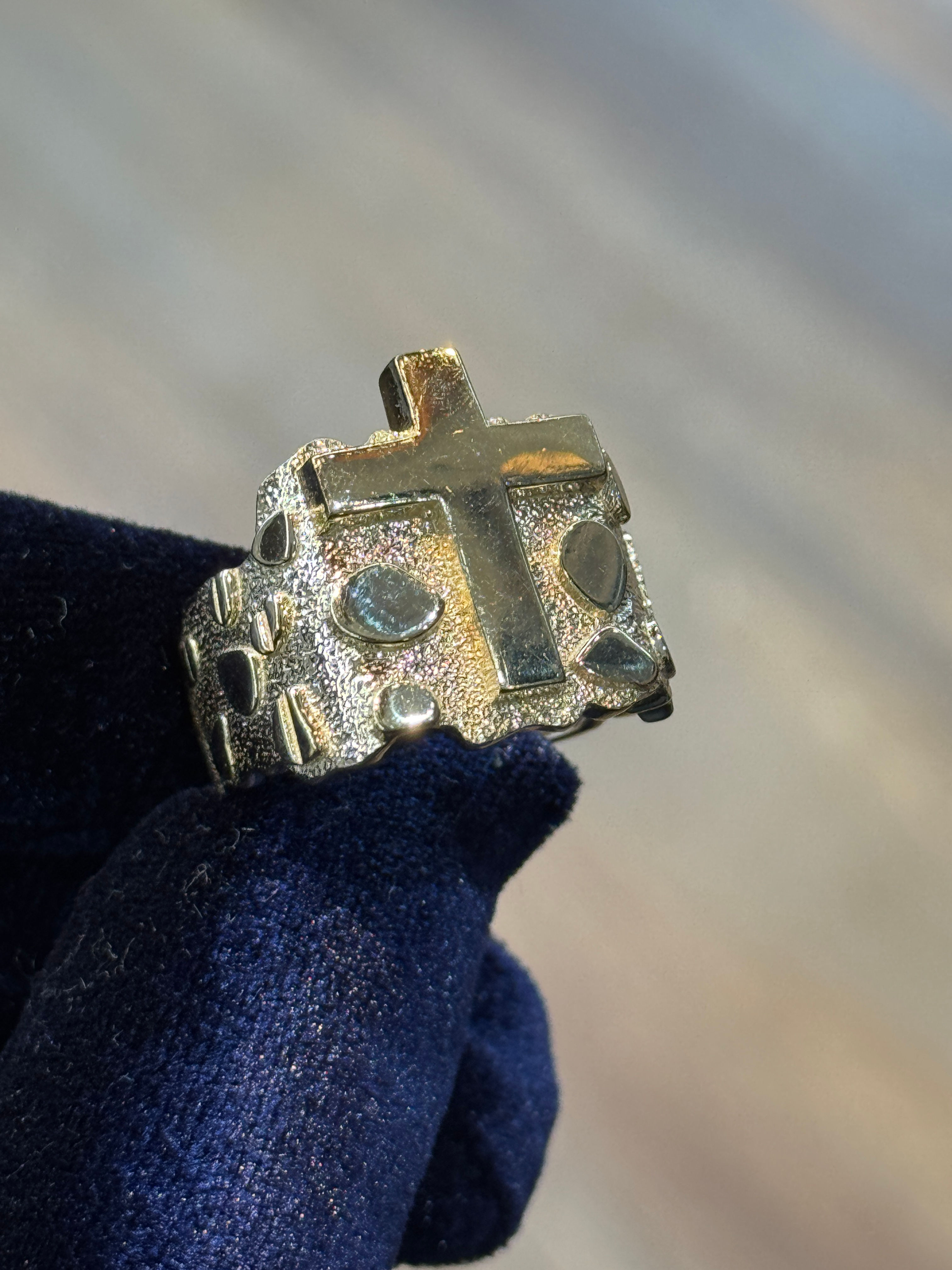 Men's Cross Nugget Ring