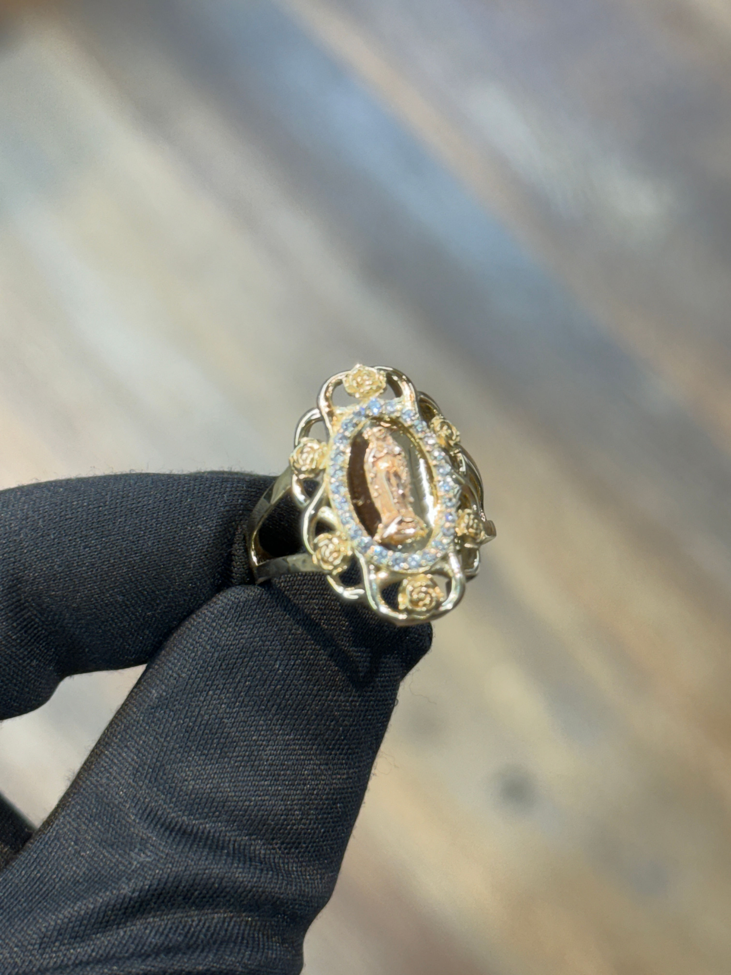 Women's Virgen De Guadalupe with Roses Ring