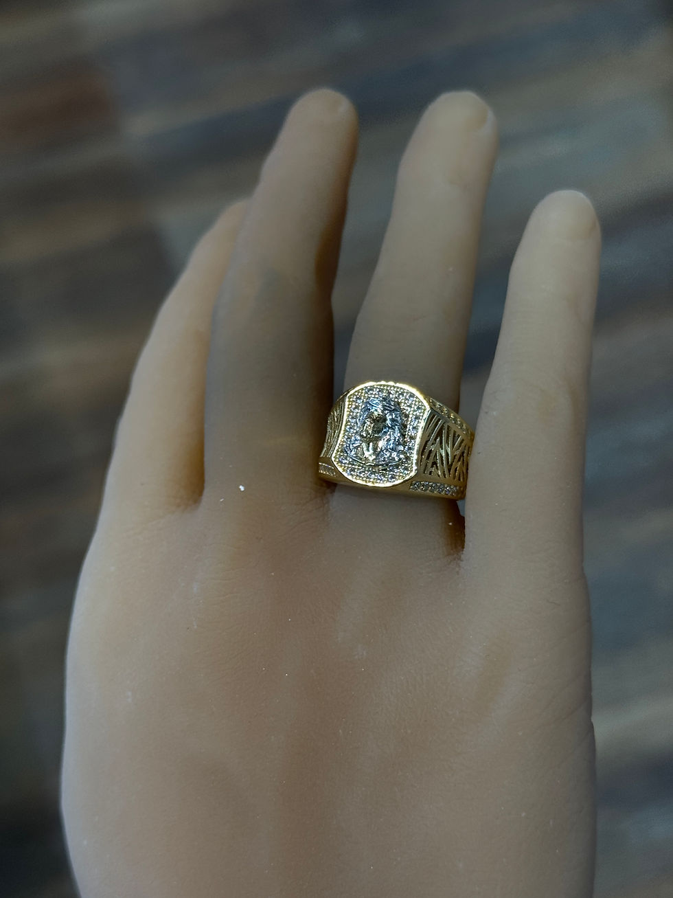 Miniatura: Men's Two-Tone Jesus Ring