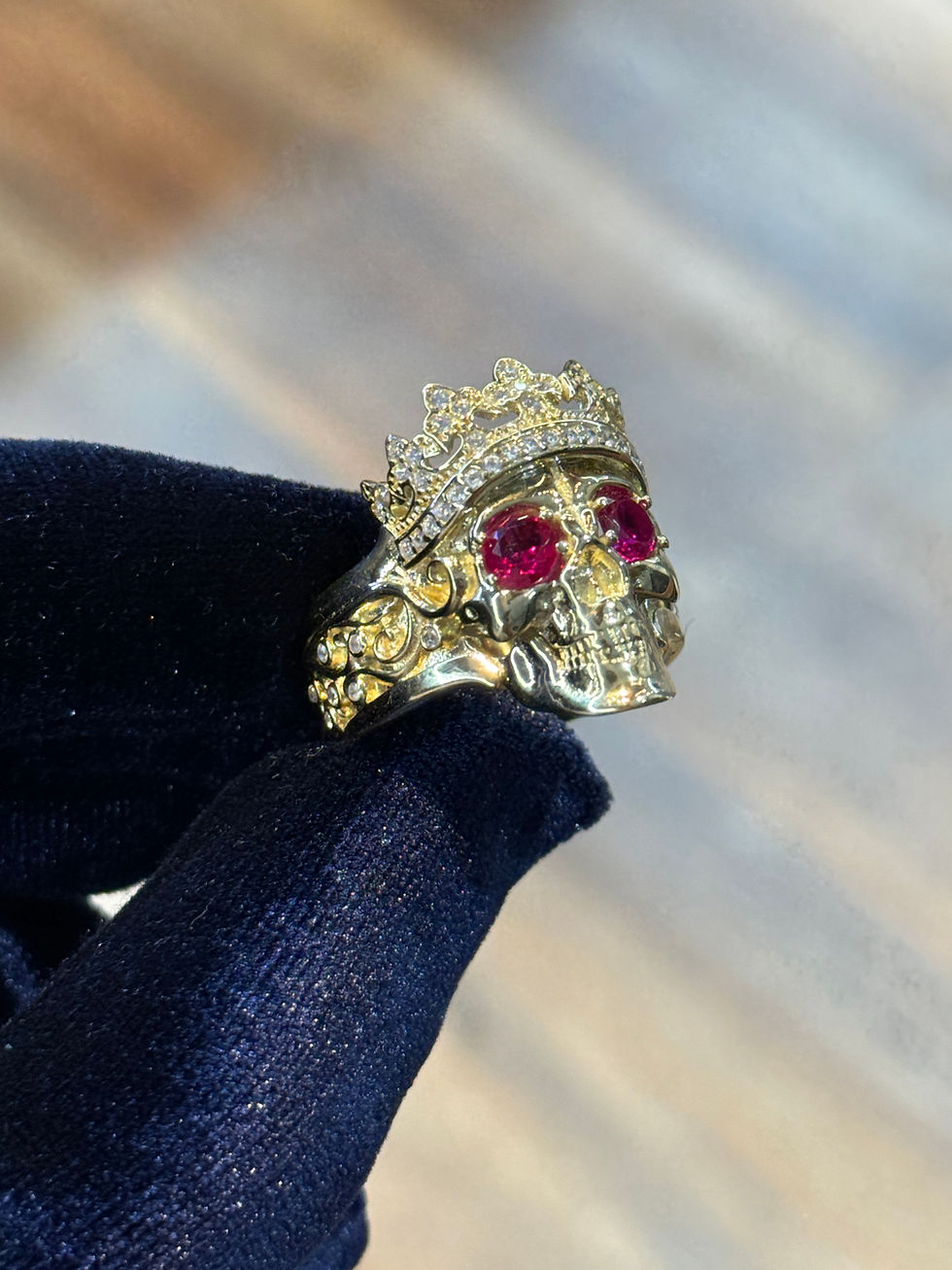 Men's Skull with Crown Ring