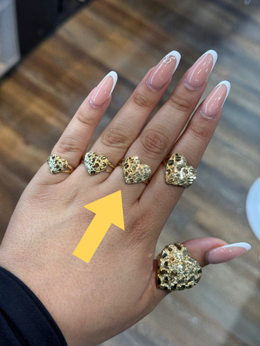 Nugget 14k Gold Womens Ring 14K Gold Heart Nugget Ring (Small ~10