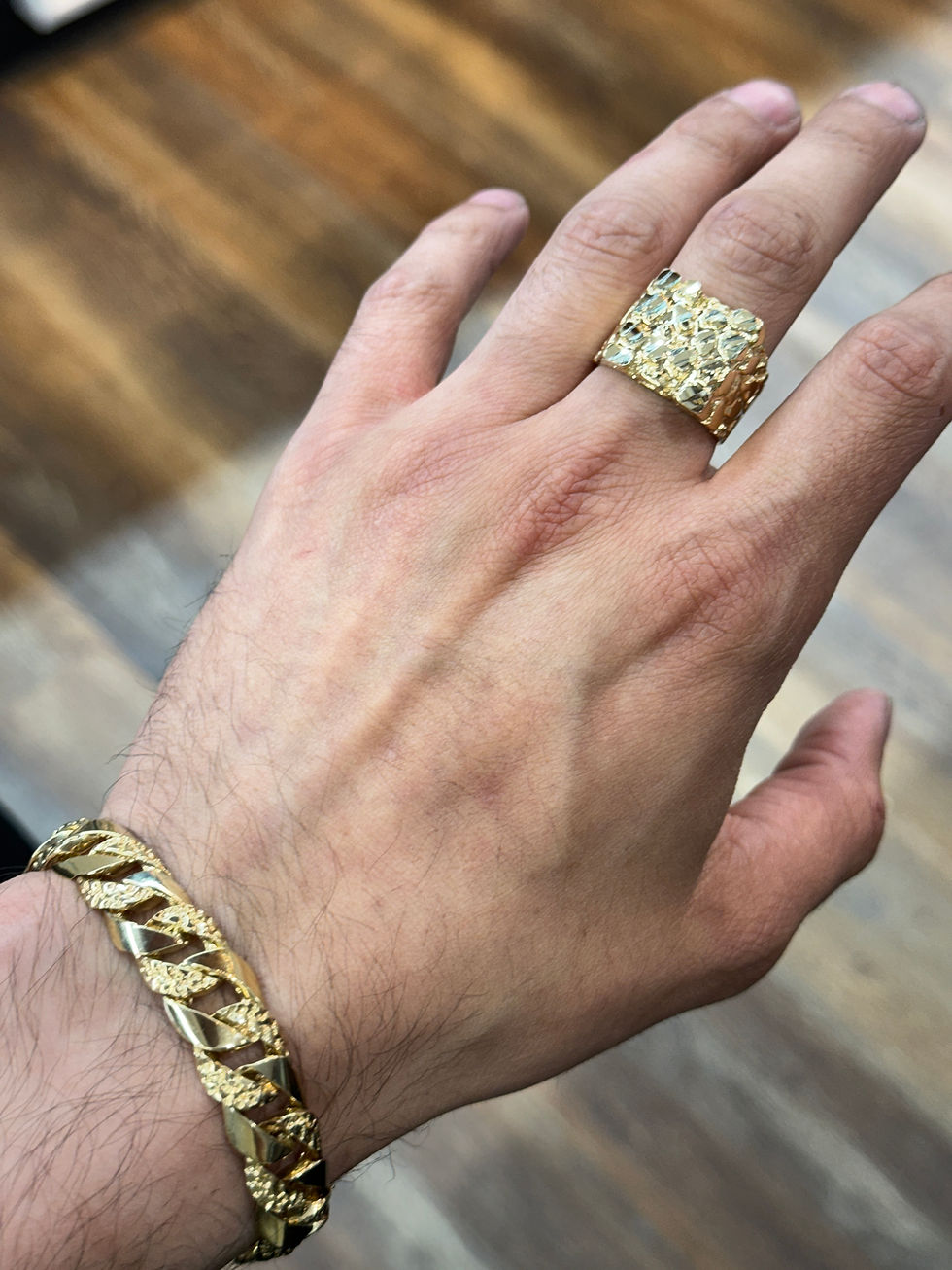 Miniatura: Men's Nugget Square Ring #19