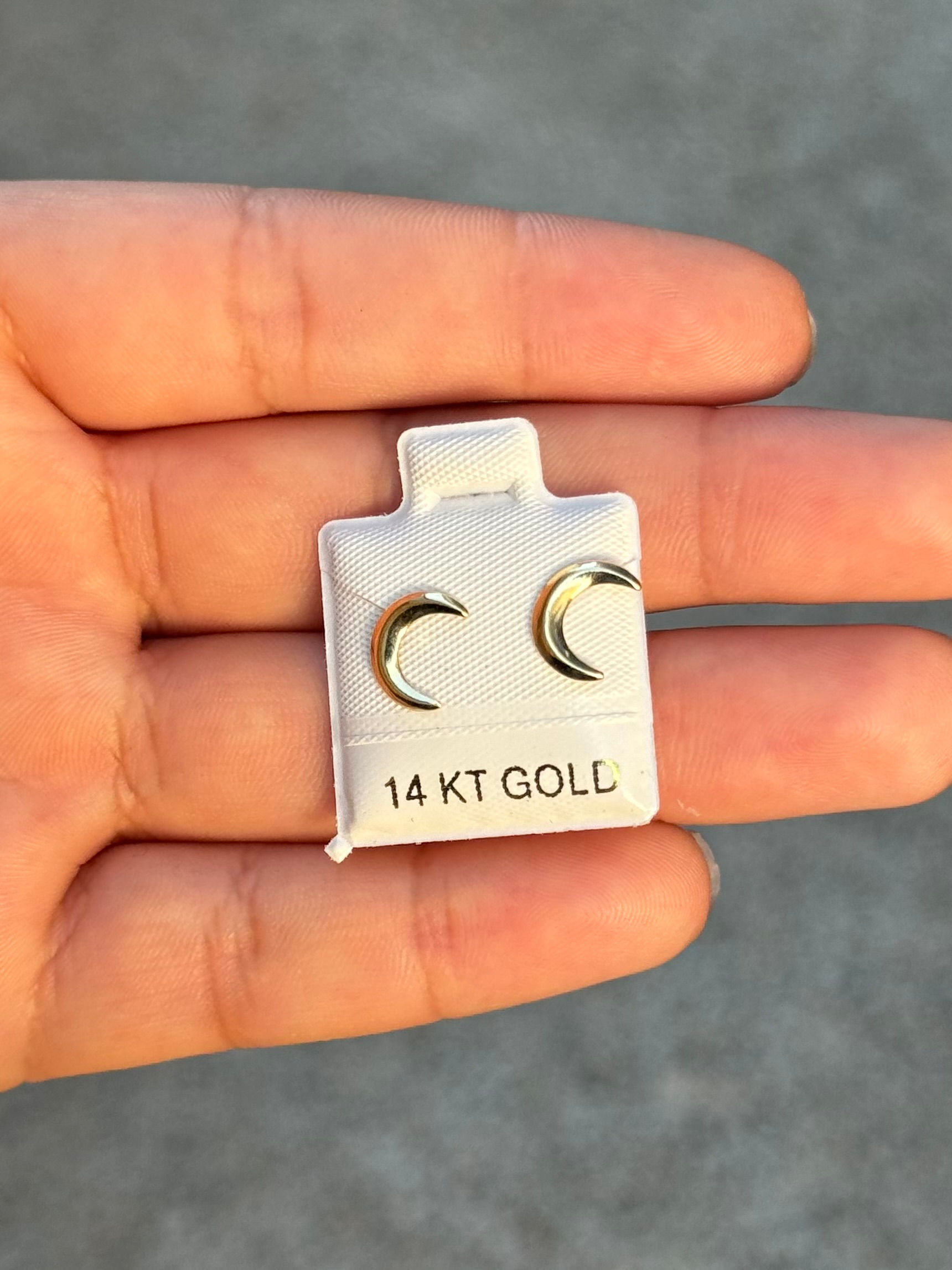 14K Gold Moon Earrings