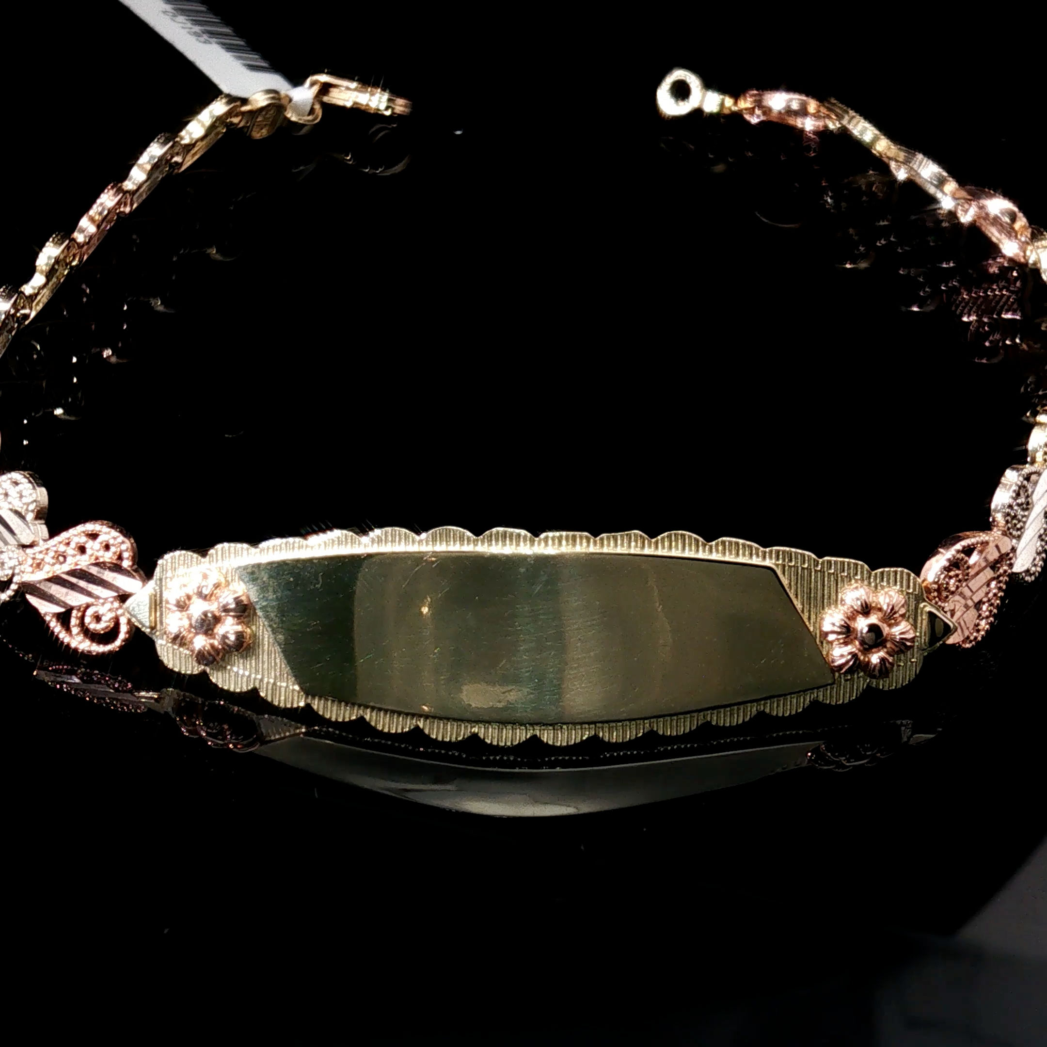 Women's Tri-Color Flower ID Bracelet #193