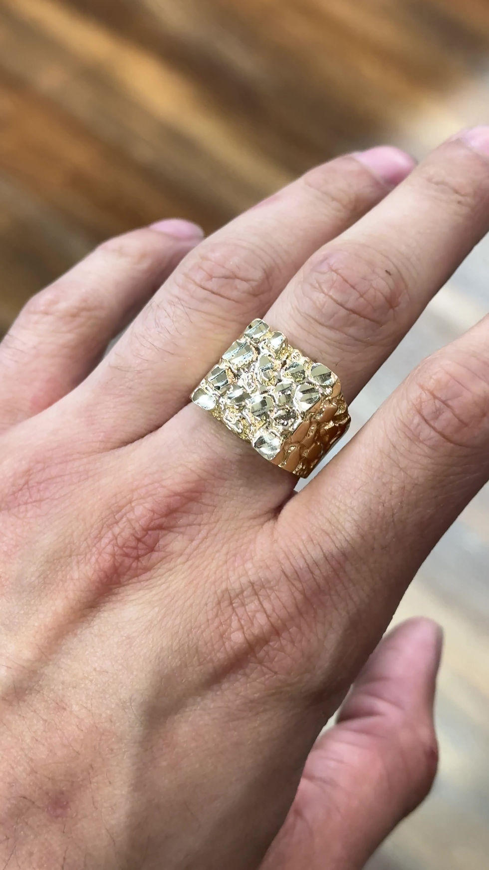 Miniatura: Men's Nugget Square Ring #19