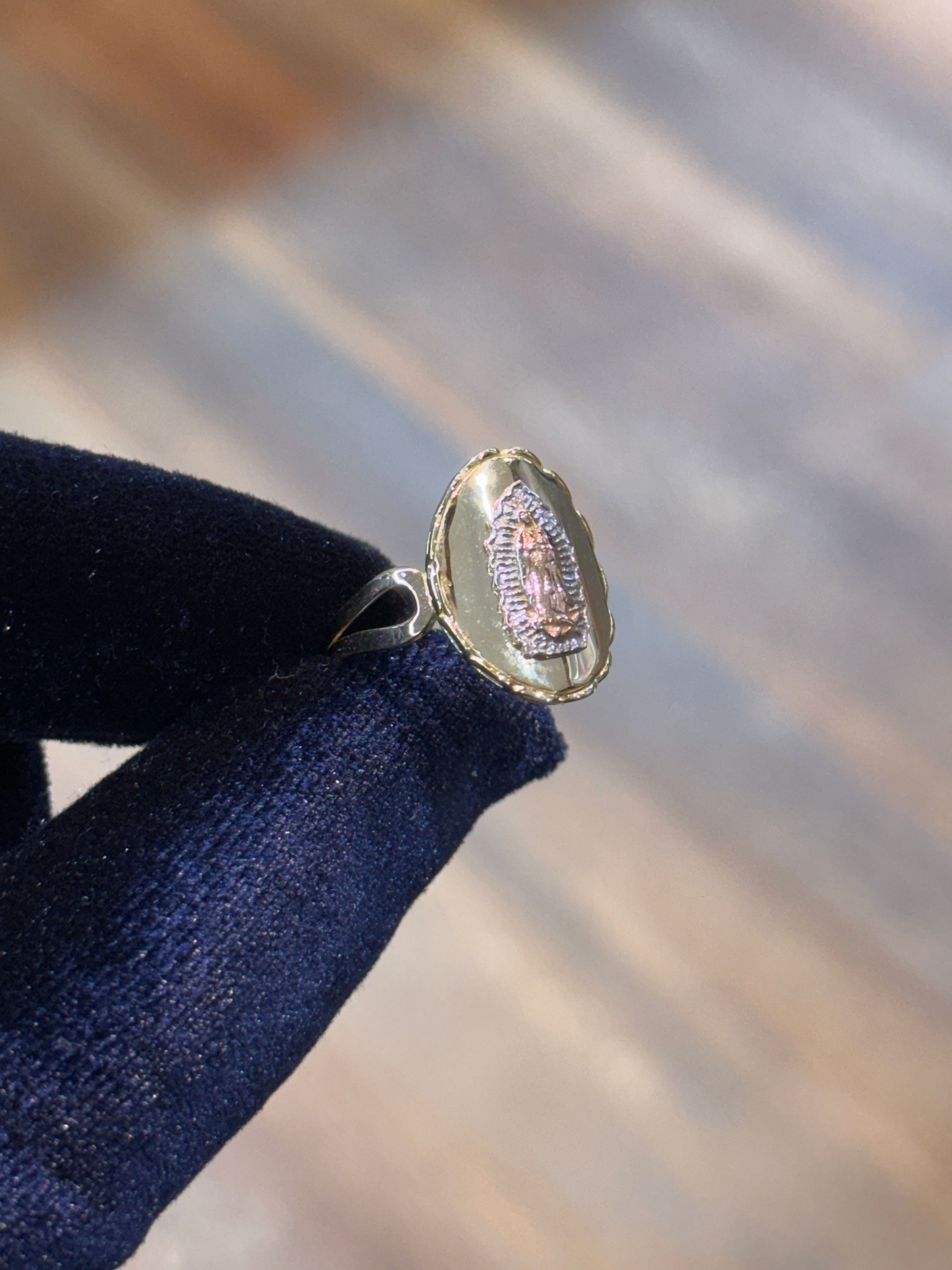 Women's Tri-Color Virgen De Guadalupe Ring