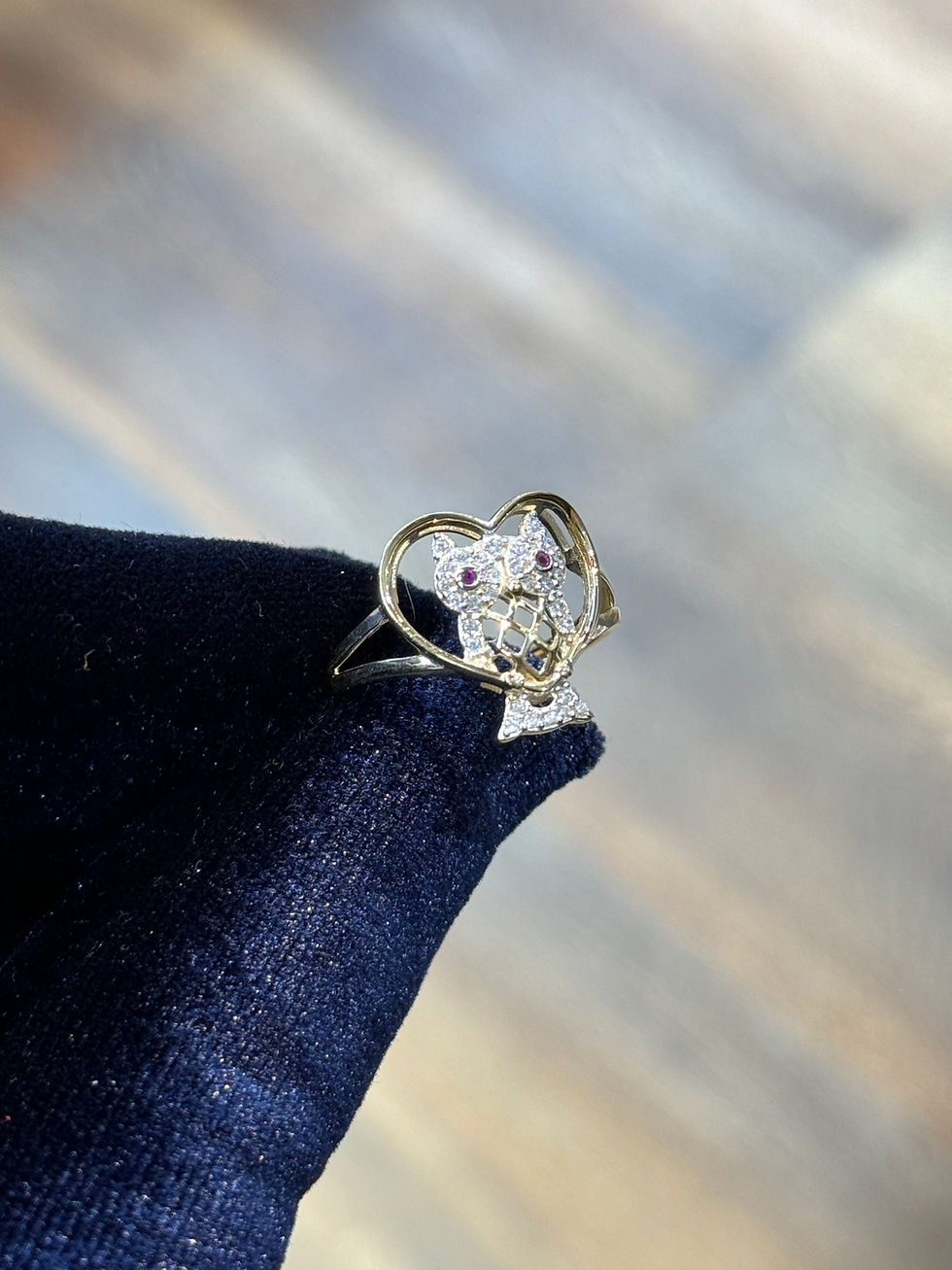 Women's CZ Heart Owl Ring