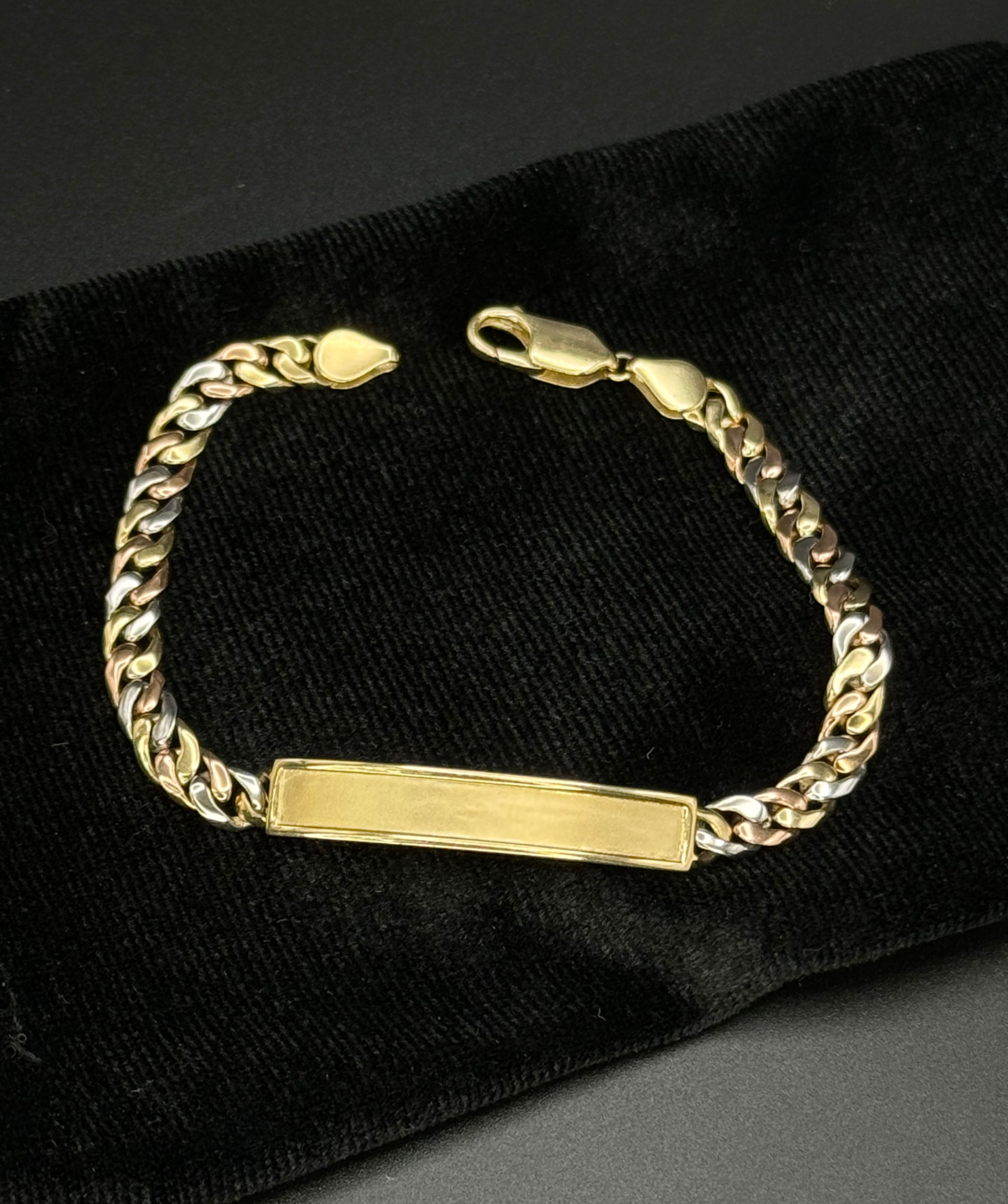 Women's Tri-Color Cuban ID Bracelet