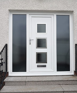 energy efficent front door, upvc window and door replacement, wishaw lanarkshire, reliable double glazing companies scotland, composite door black with gold trim, rosewood, rehau supplier, veka windows