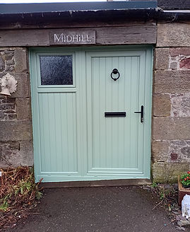 chartwell green pvc door, green pvc door, farm door with knocker central scotland, wishaw, east kilbride, high quality door replacement, front door with side panel, pattern double glazing, is triple glaazing worth it, 