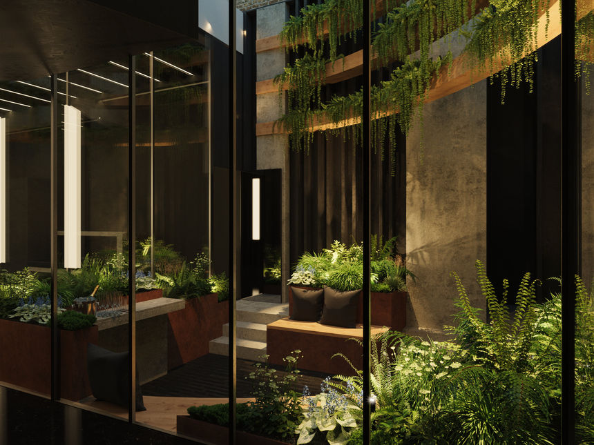 Samuel North Garden Design Render Kings Cross Planted Light Well