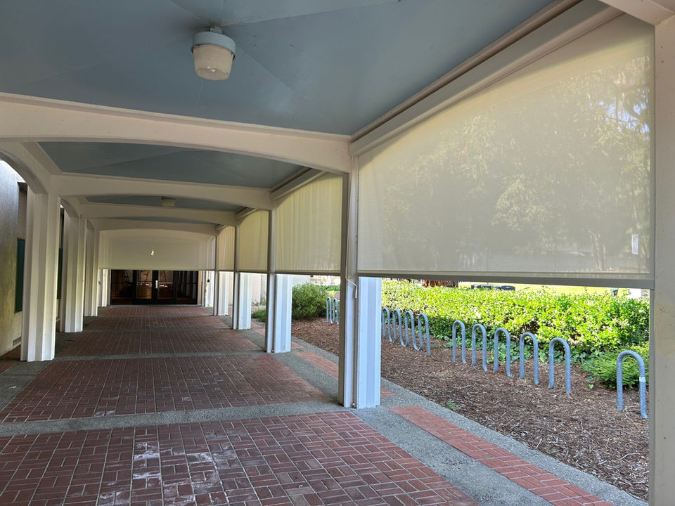 Exterior Crank shades in breezeway
