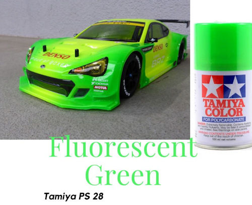 Miniatyrbilde: PS-28 Fluorescent Green. Polycarbonate Spray Tamiya 86028 - Rcbilen.no