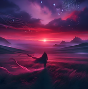Ether Drift - Landscape Univers whit a man stading.