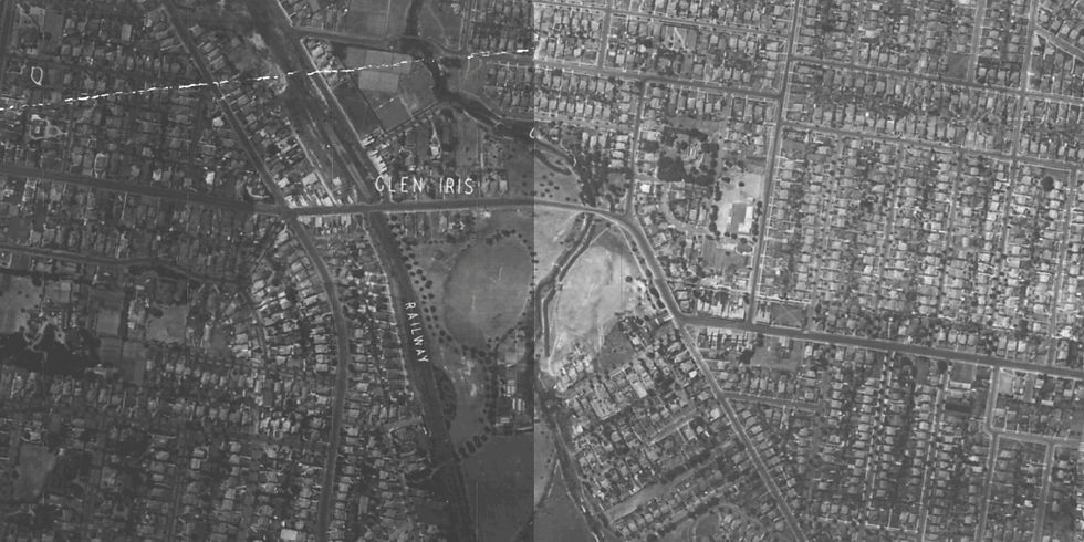 Glen Iris from the air in 1945 (courtesy of 1945.Melbourne)