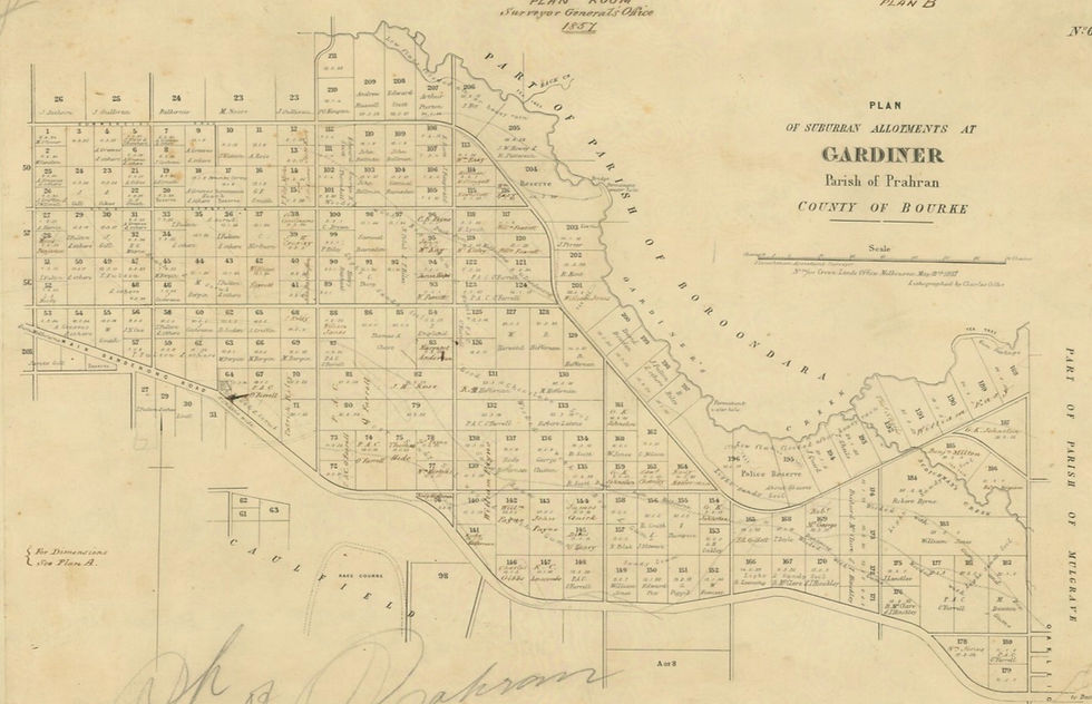 Map of the district of Gardiner, c.1868 (courtesy of SLV)