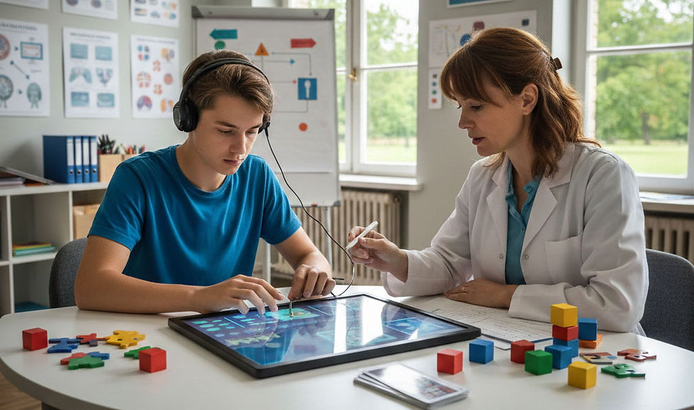 neuropsicologa lavorando con paziente adolescente