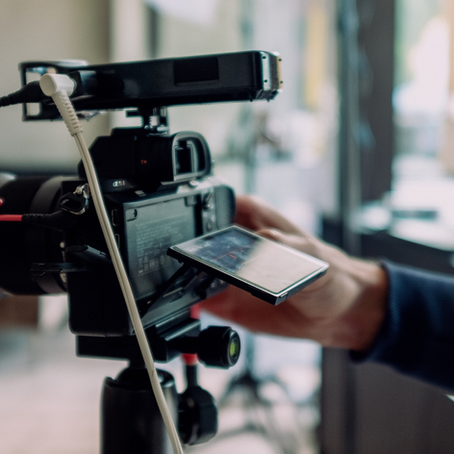 A content partner lines up the first shot of a YouTube video for their client.