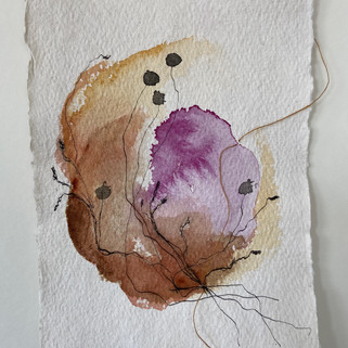 watercolour and embroidery on paper