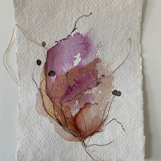 watercolour and embroidery on paper