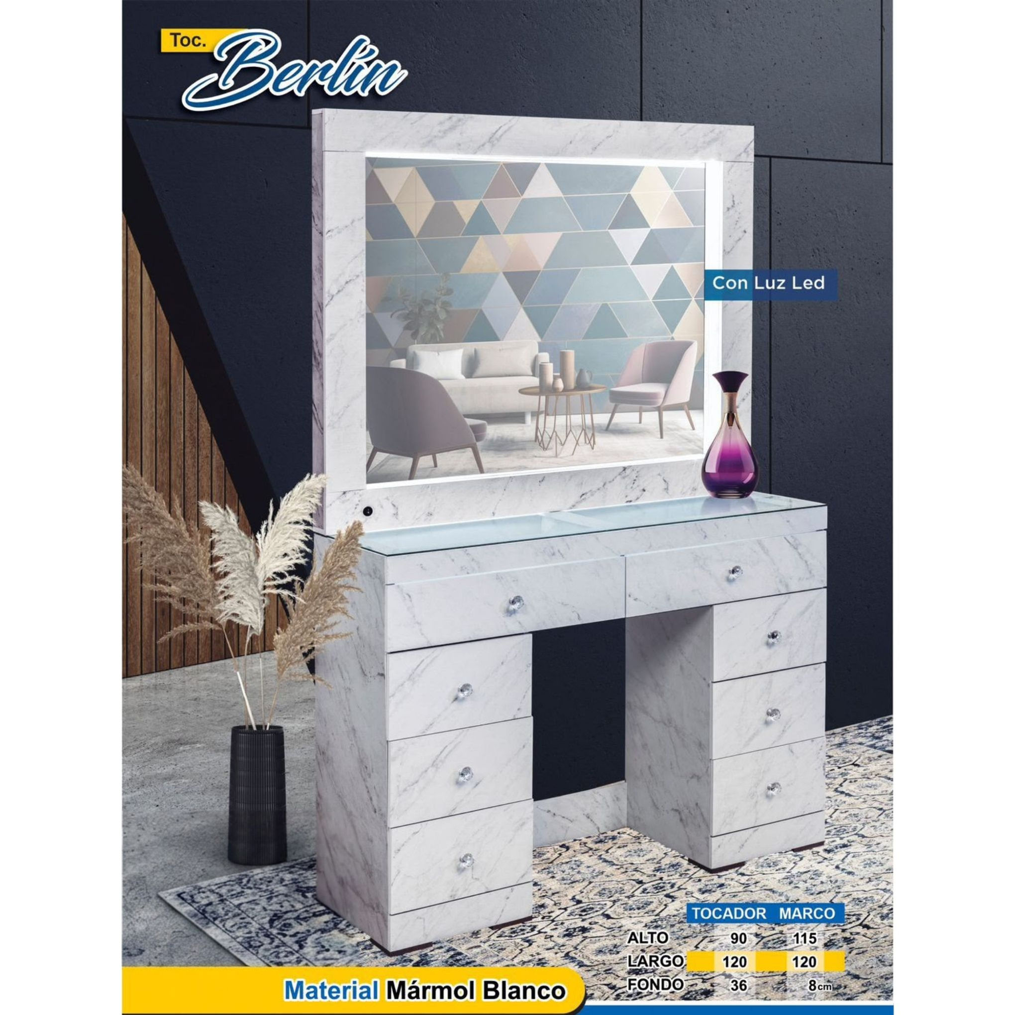 TOCADOR MARMOL BLANCO MOD. BERLIN