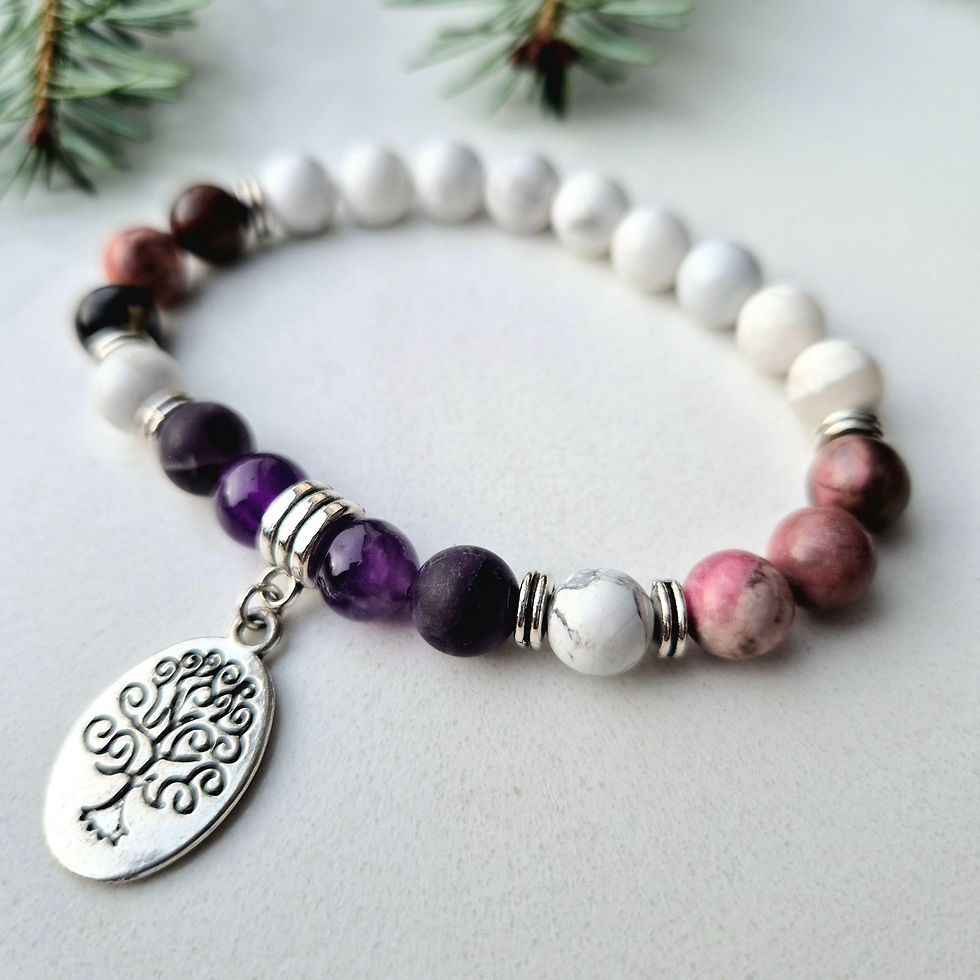 Thumbnail: Past Life Healing Bracelet, with Amethyst, Howlite & Rhodonite