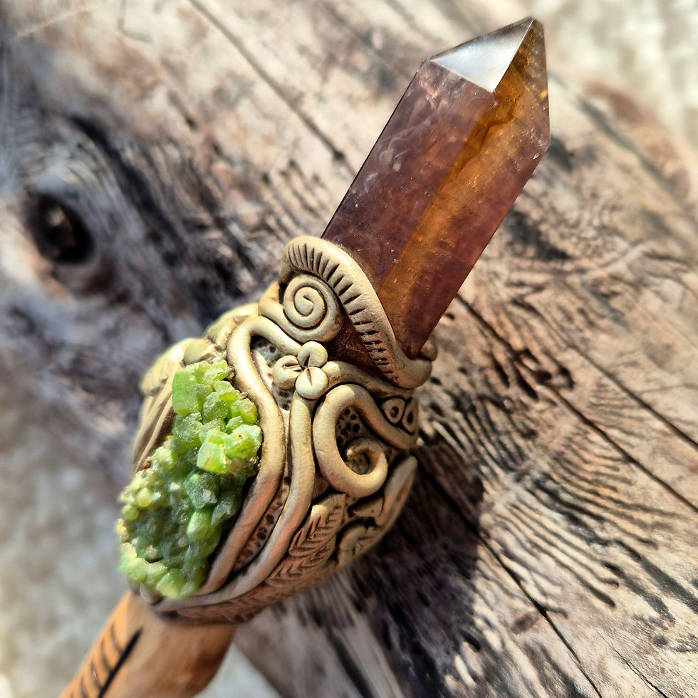 Thumbnail: Wand of Fire with Pyromorphite & Smokey Fluorite 