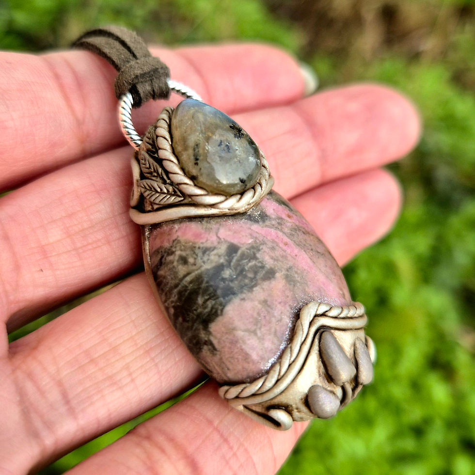 Thumbnail: Rhodonite & Labradorite Mushroom Necklace