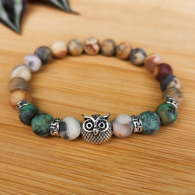 Thumbnail: Joy & Laughter Crystal Beaded Bracelet with Crazy Lace Agate