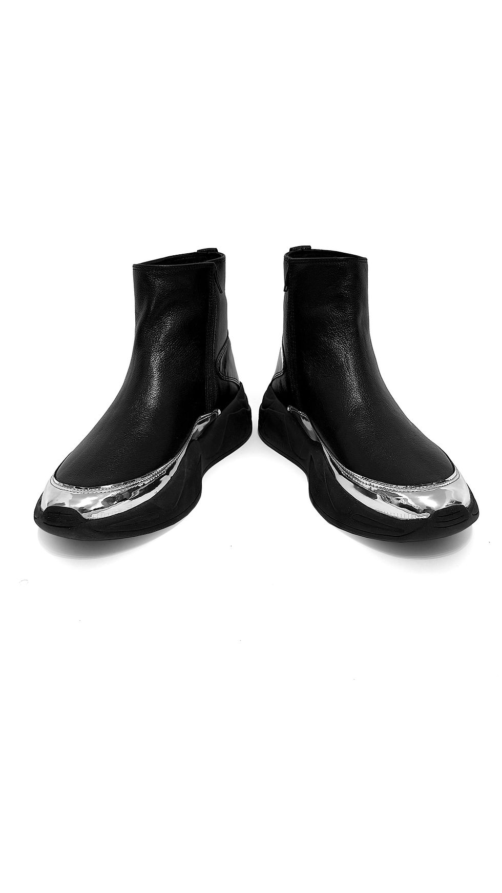 Miniatura: Sport Boot Couro Preto Bico Prata