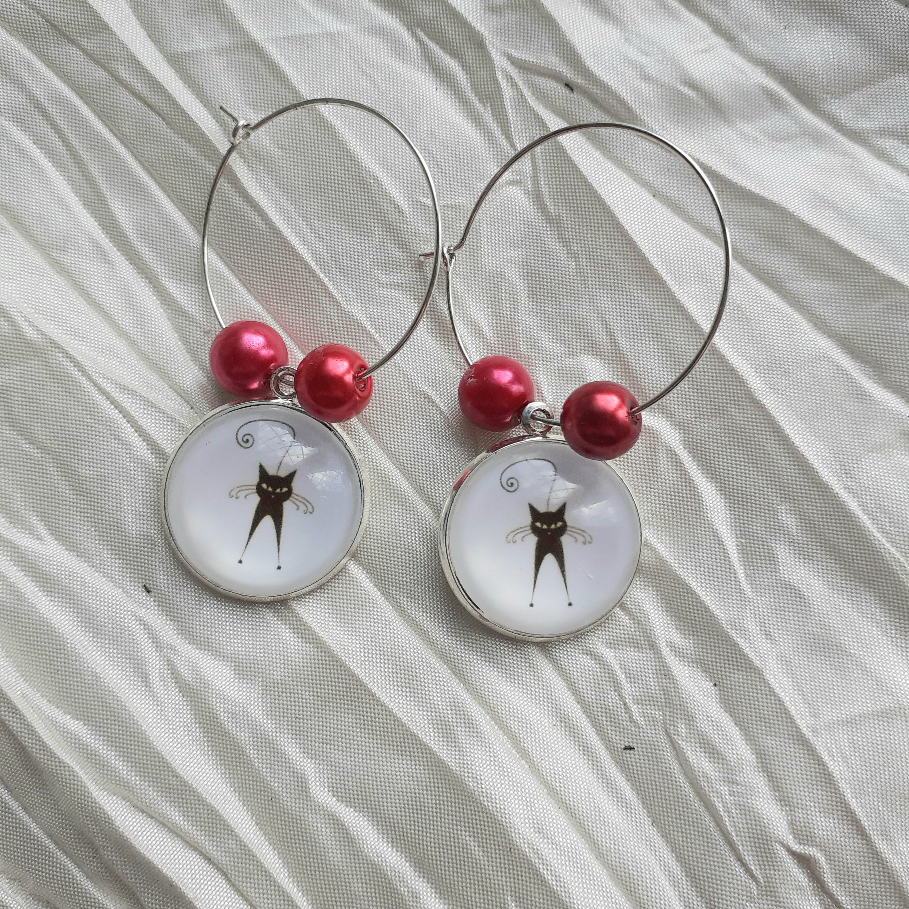 Pussycat Red Earrings