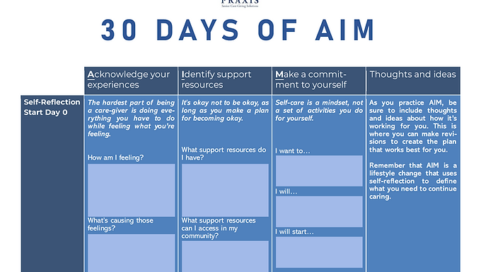 30 Days of AIM for Family Care-Givers