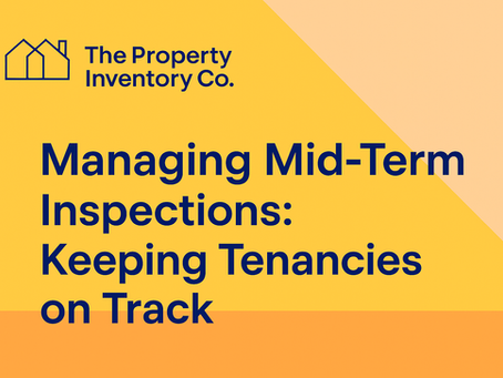 colourful background with the text - Managing Mid-Term Inspections: Keeping Tenancies on Track