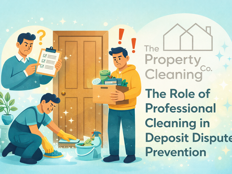 A professional cleaner from The Property Cleaning Company cleaning a property to avoid deposit disputes 
