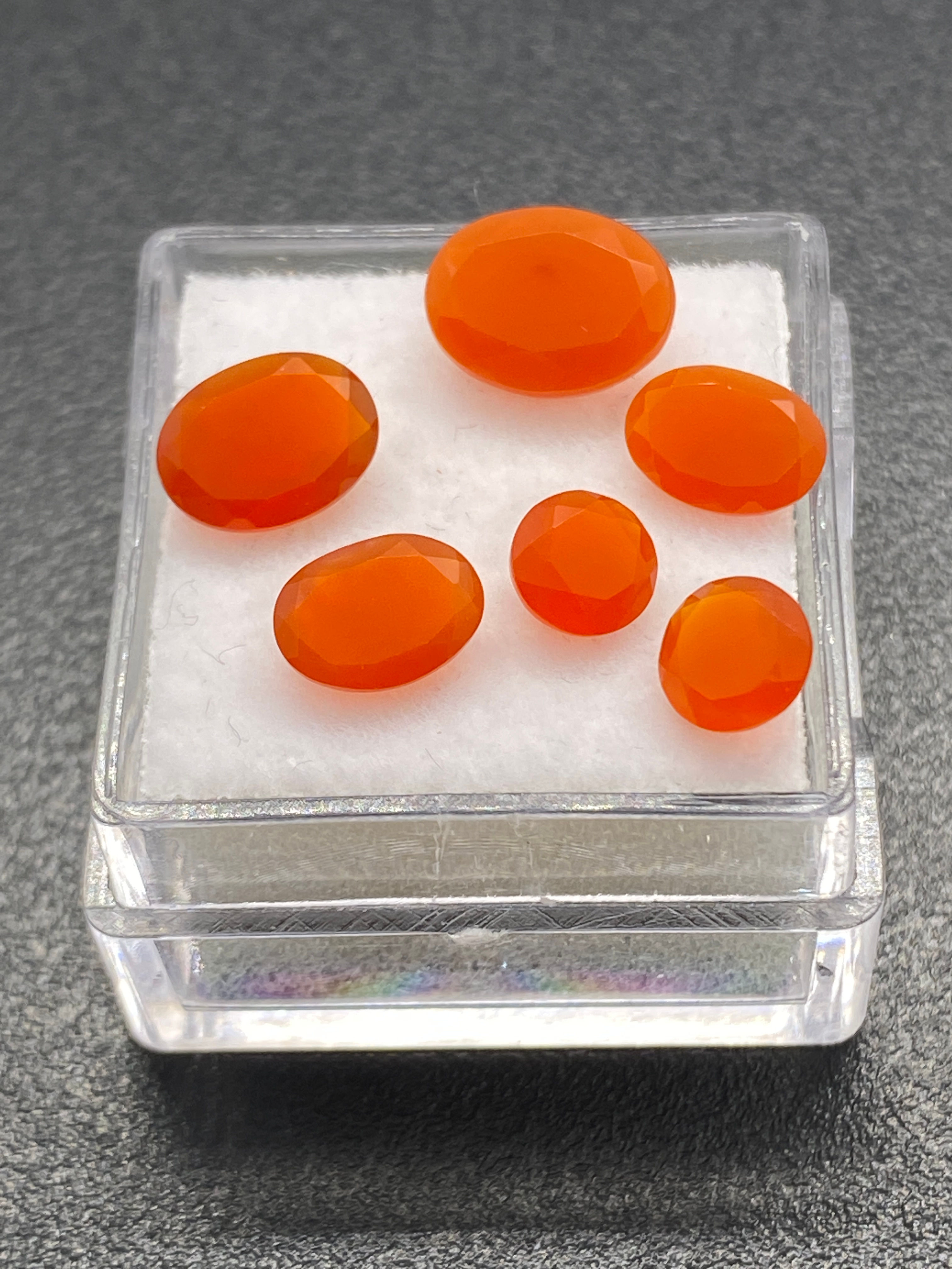 Faceted Carnelian | Six pieces of Oval and round | 9 x 7 mm