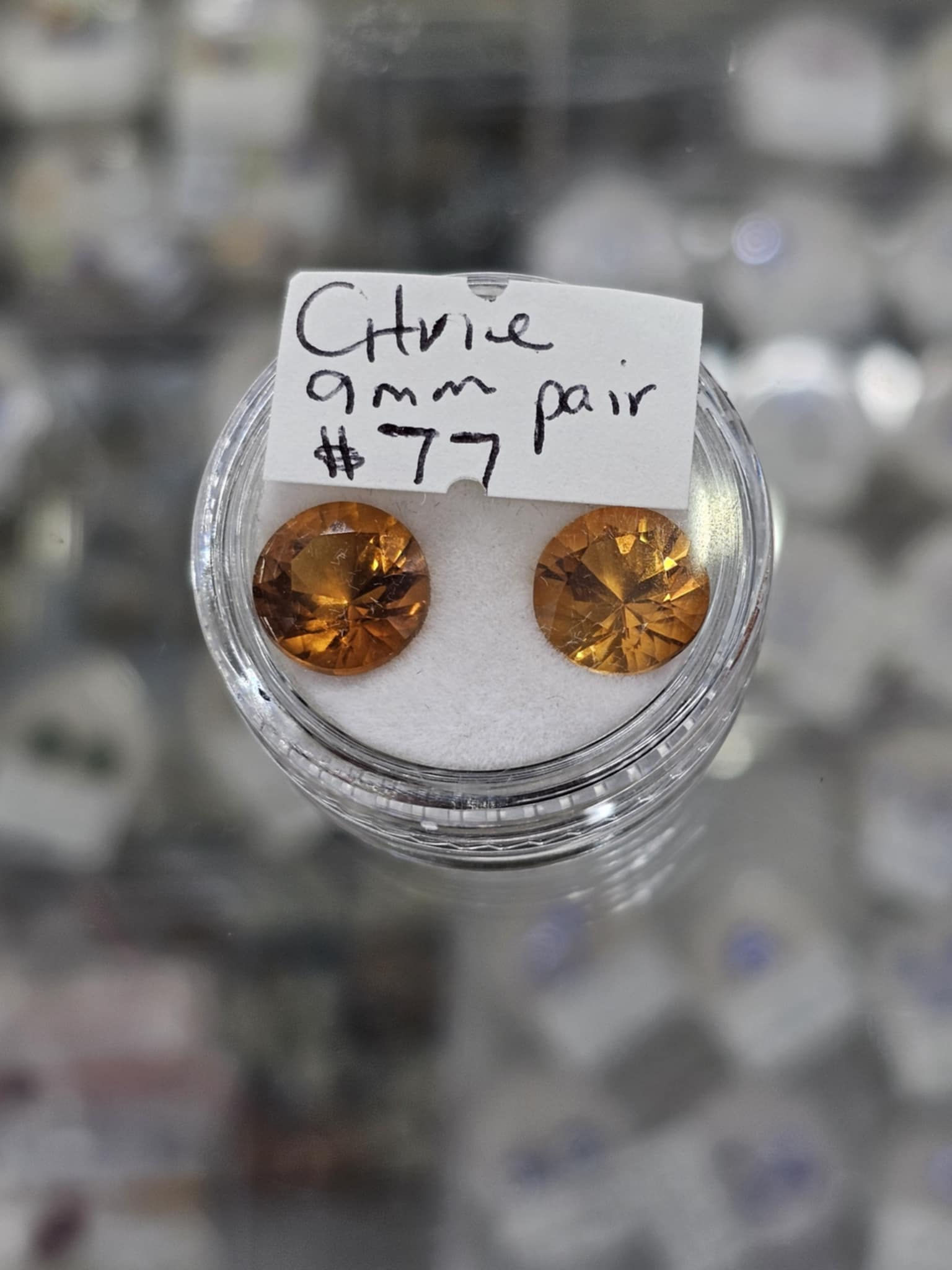 Citrine l 9 mm pair 