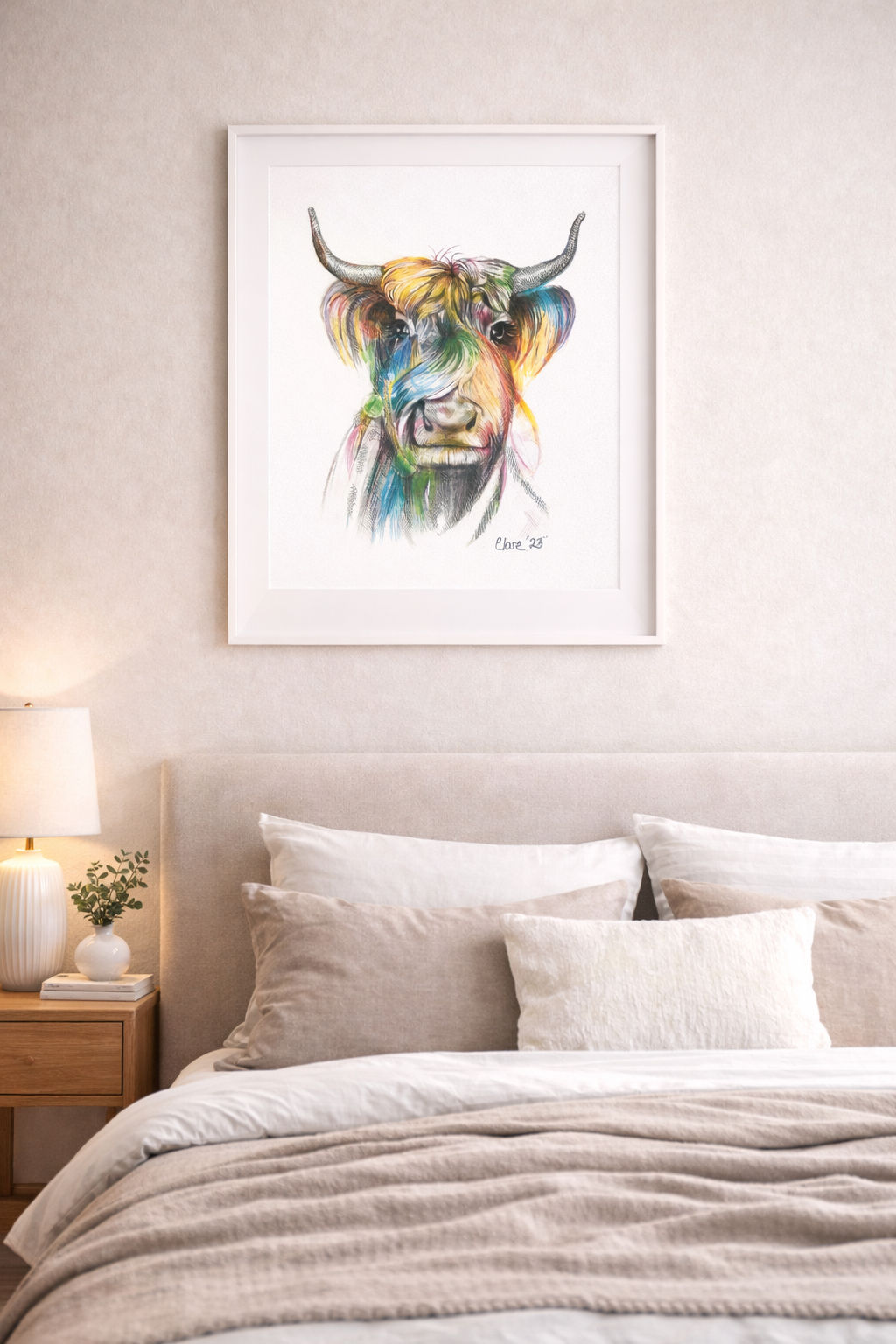 Molly the Cow - Framed Print of original artwork A4