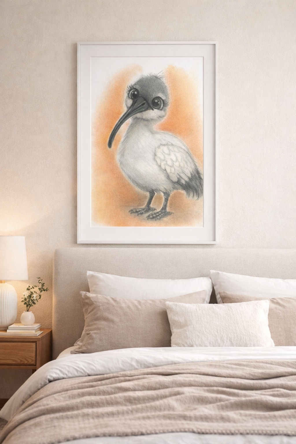 Ibby the Ibis - Framed Print of original artwork A4