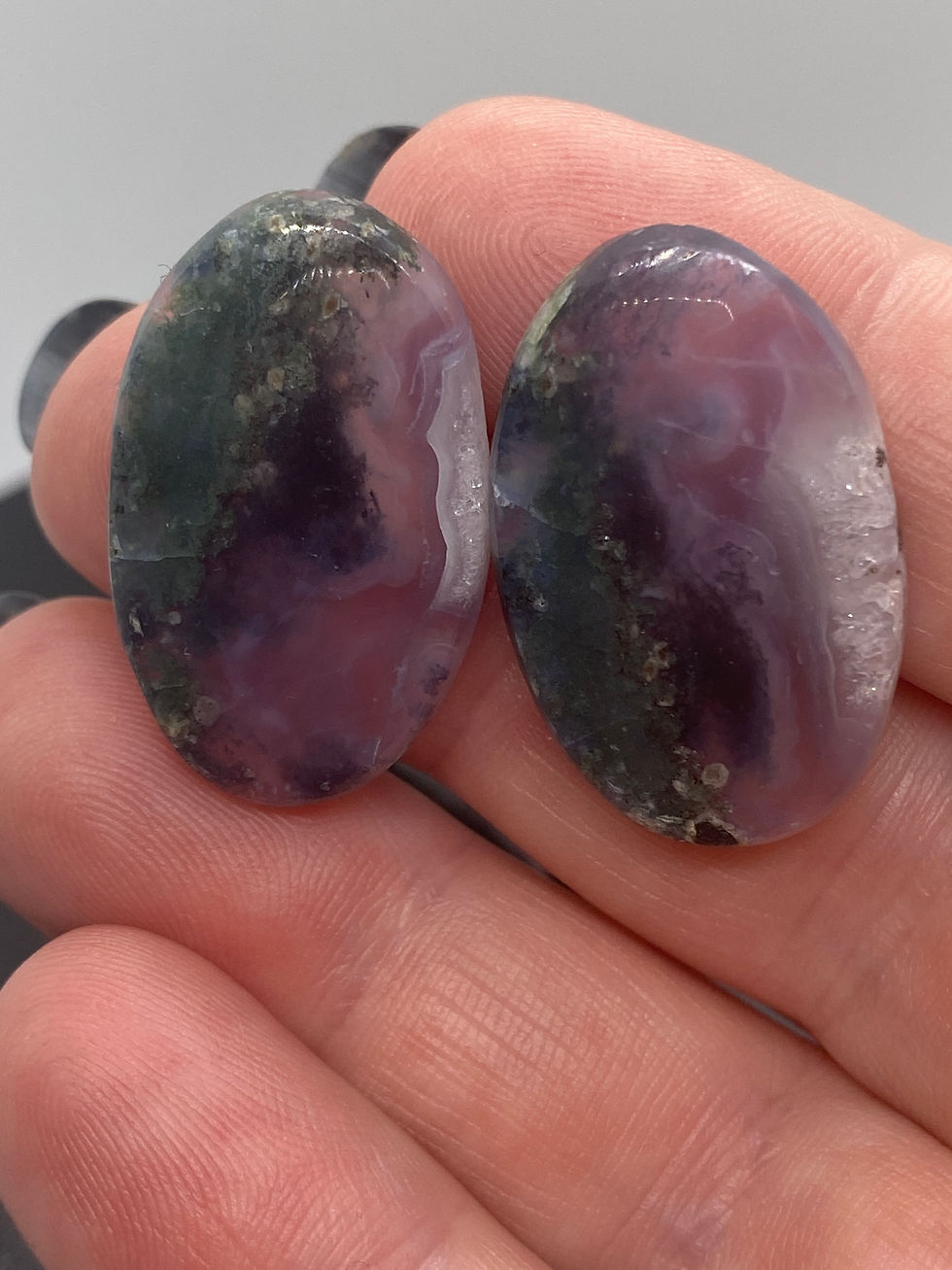 Purple Moss Agate | Two Pairs | 27 mm