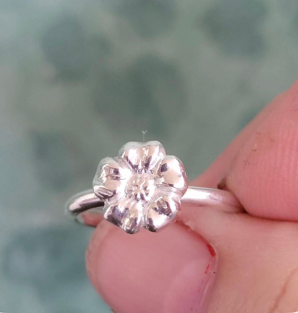 縮圖：'Forget Me Not' sterling silver stacker ring 